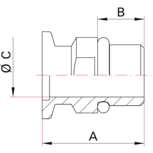 ISO-KF Flange with Pipe Thread and FKM Seal, Male - Dimensions