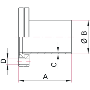 CF half nipple, rotatable, with thread - Dimensions