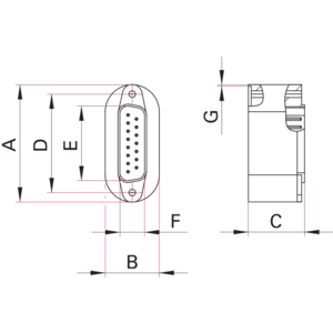 D-Sub Feedthroughs, Weld Adapter, Male - Dimensions