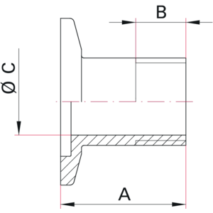 ISO-KF Flange with Pipe Thread, w/o Seal, Male - Dimensions