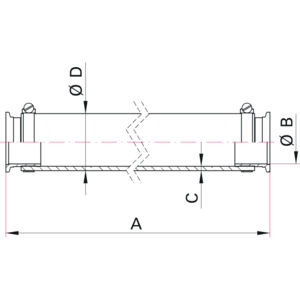 ISO-KF PVC Hose with Embedded Spring and Flanges - Dimensions