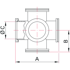 ISO-K 6-Way Cross - Dimensions