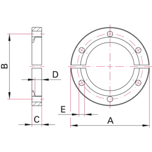 ISO-KF Bulkhead Clamp - Dimensions