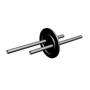 Fluid feedthrough, double tube, stainless steel