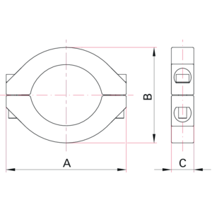 ISO-KF Clamp for Metal Seals - Dimensions