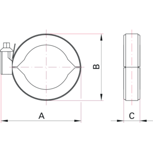 ISO-KF Spannband-Spannring für Elastomerdichtungen - Maßbild