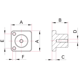 Kammerfüße für Standard-Vakuumkammer (KBH) - Maßbild