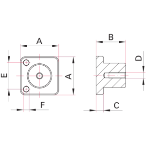 Chamber feet for Standard Vacuum Chamber, Cubical (KBH) - Dimensions