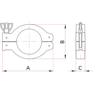 ISO-KF Clamp for Elastomer Seal - Dimensions