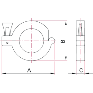 ISO-KF Clamping Ring for Elastomer Seal, Plastic - Dimensions