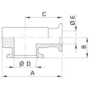 ISO-KF Reducer Elbow - Dimensions