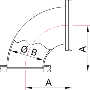 ISO-K 90° Elbow, Radius - Dimensions