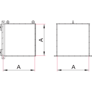 High vacuum chamber, cubical, KBH - Dimensions