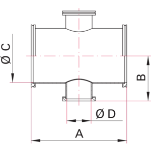 ISO-K Reduzier-Kreuzstück - Maßbild