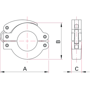 ISO-KF Schnellspannring für Elastomerdichtung - Maßbild