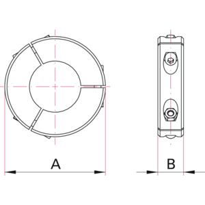 ISO-KF clamping ring for metal seals, 3-part - Dimensions