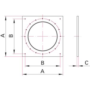 Modular Vacuum Chamber, Base Plate - Dimensions