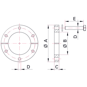 CF Hexagon Head Screw Set with Horseshoe Nuts - Dimensions