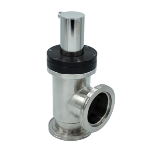 HV angle valve, DN 80 ISO-K, pneumatic, 304/FKM, “A”-dim. 98 mm