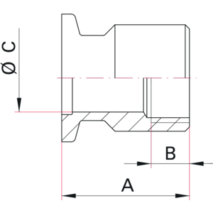 ISO-KF Flange with Pipe Thread, w/o Seal, Female - Dimensions