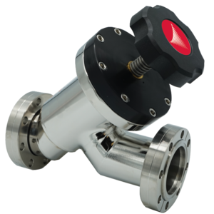 UHV inline valve, DN 16 CF, manual, SS/Cu/FKM, "A"-dim. 119 mm